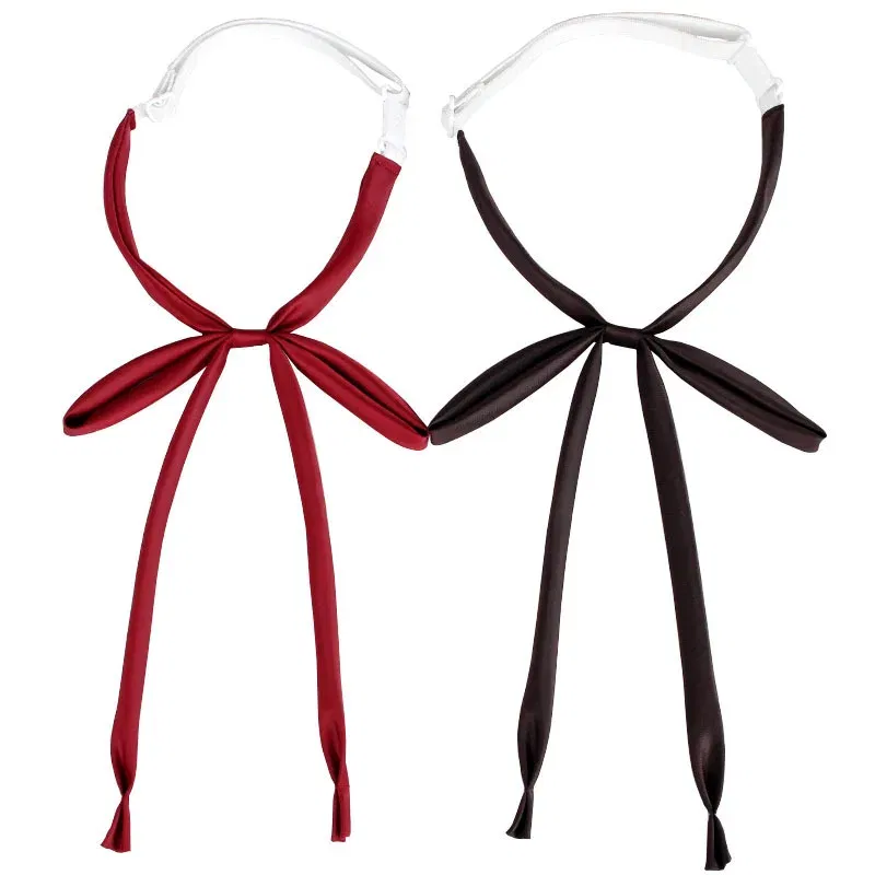 Color: Beige - JK Style Uniform Collar Bowties Female Student College Shirt Neck Ties Solid Color Red Black Bowknot Elegant Daily Neckwear Gift