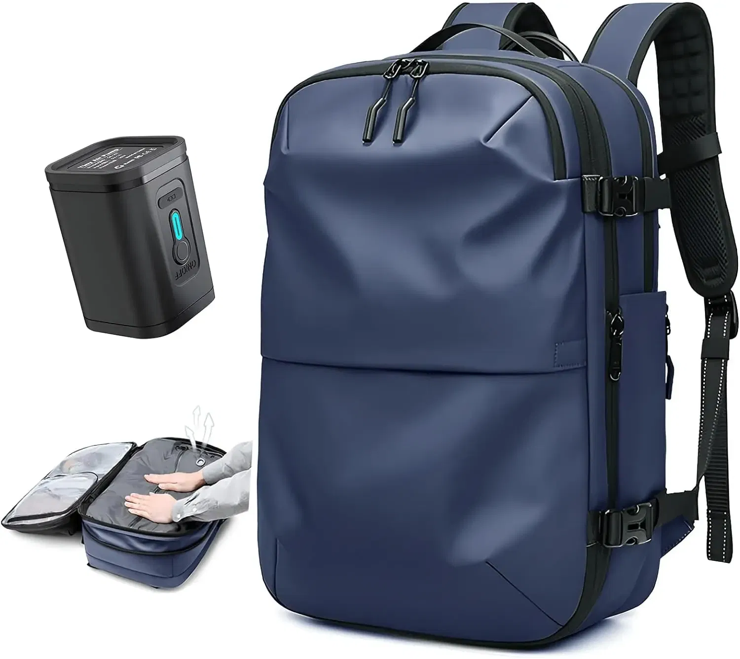 Color: Dark Grey - Airback Vacuum Compression Backpack with Vacuum Pump 60L Expandable Travel Backpack for Men Women Airline Approved Business Bag