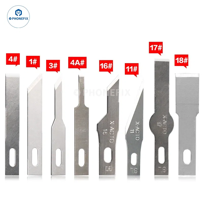 Color: Gold - 10pcs #4A #11 #18 Scalpel Knife Blades Engraving Non-Slip Metal Scalpel Knife Replacement Craft Blades PCB Repair Hand Tools
