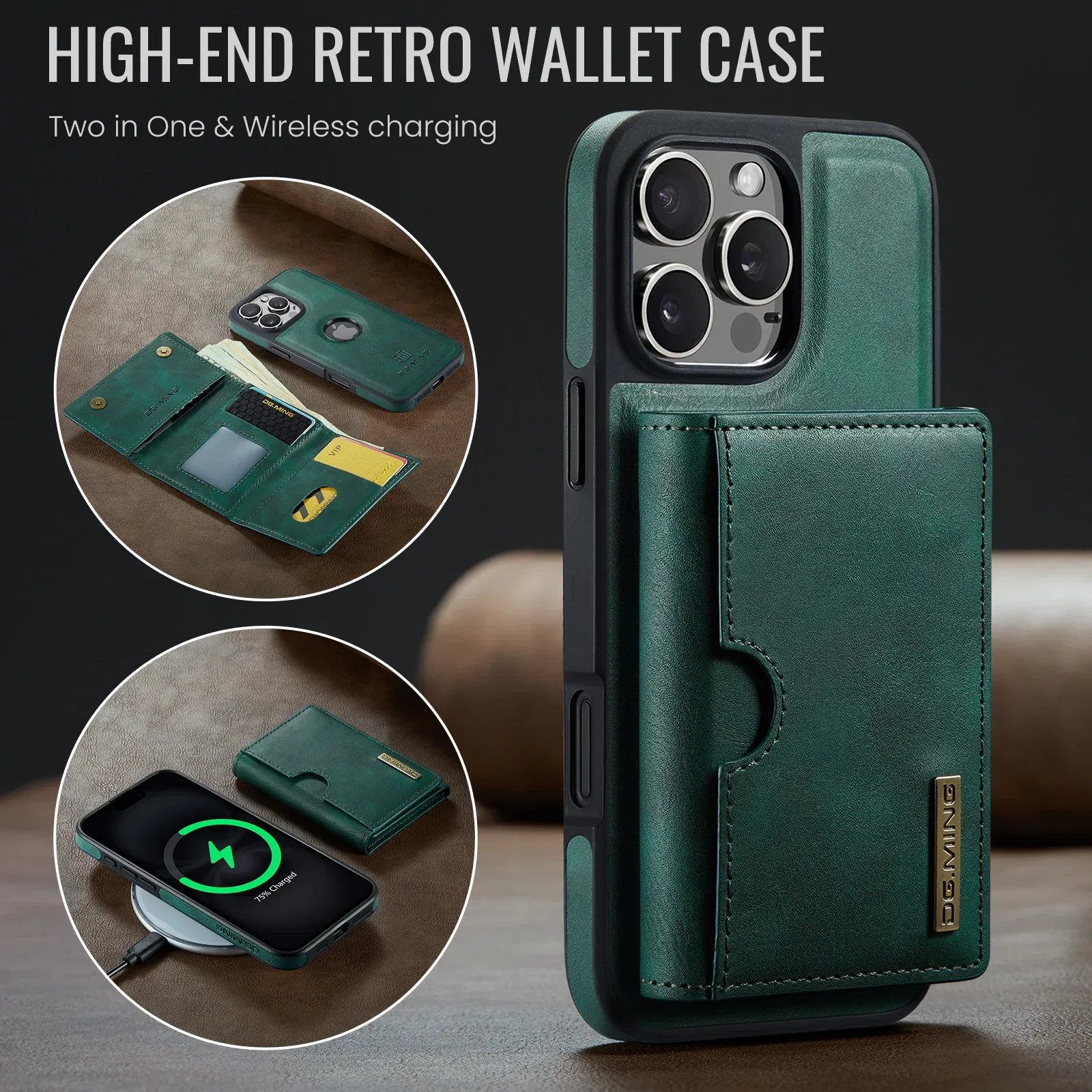Color: SKY BLUE, Material: PVC - Detachable 2 IN 1 Magnetic For Magsafe Leather Case For iPhone 16 Pro Max 15 12 13 11 14 Plus 16e Flip Wallet Card Holder Cover