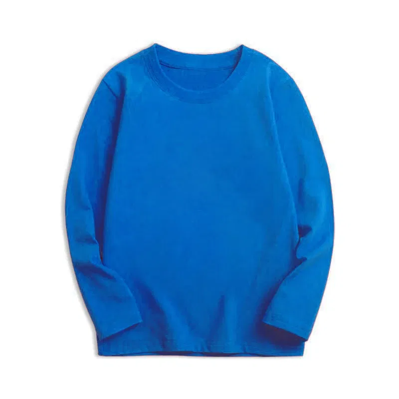 Color: Brown, Kid Size: 4T - 7 Colors Spring Long Sleeve Tees Children's T-shirt Cotton Solid Colour Base Coat Leisure Wear Boys Girls Tops Kids Clothes