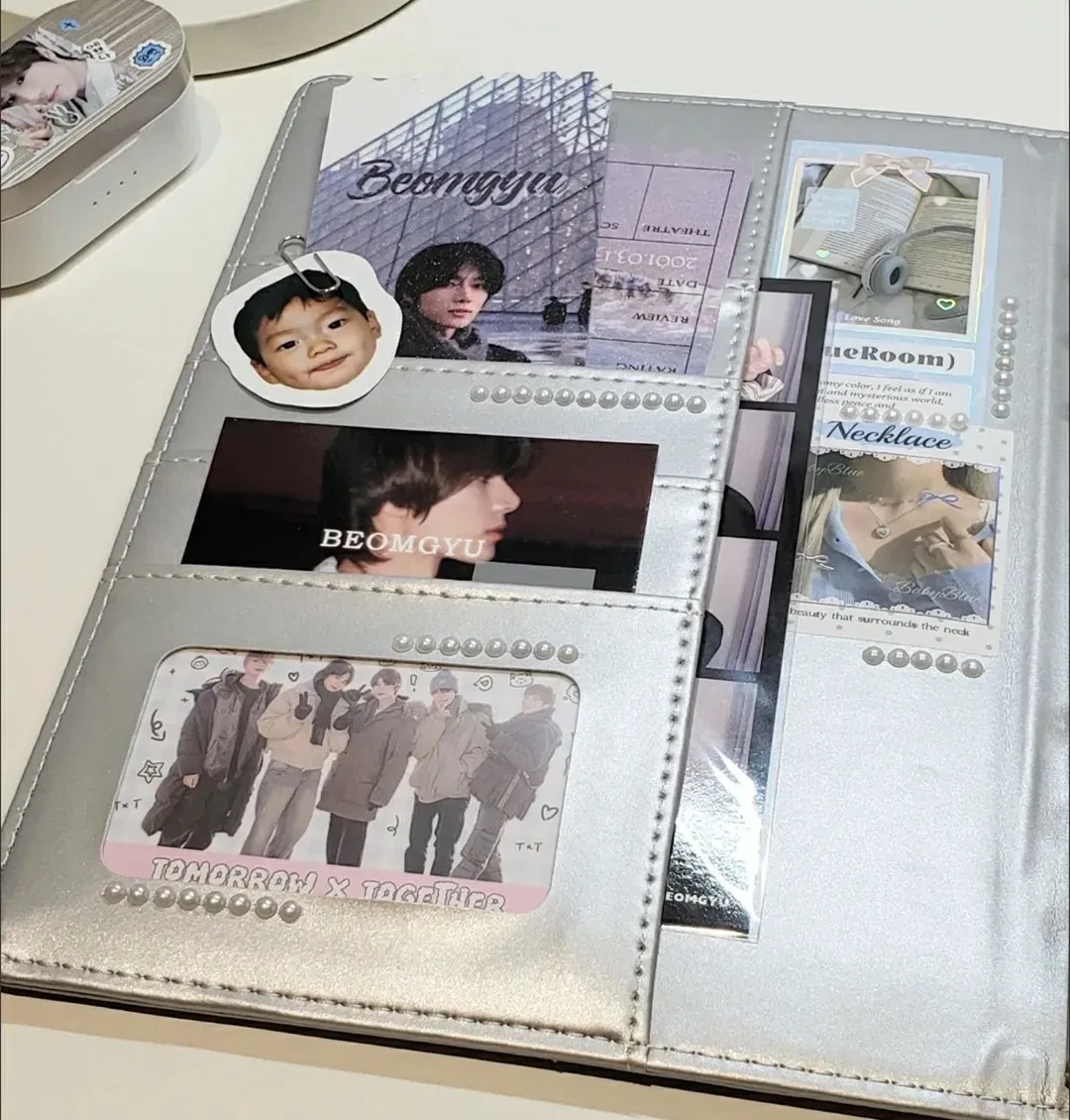 Color: WHITE - MINKYS PU Leather Silver A5 Kpop Photocards Collect Binder idol Photo Card Book Idol Storage Album Stationery