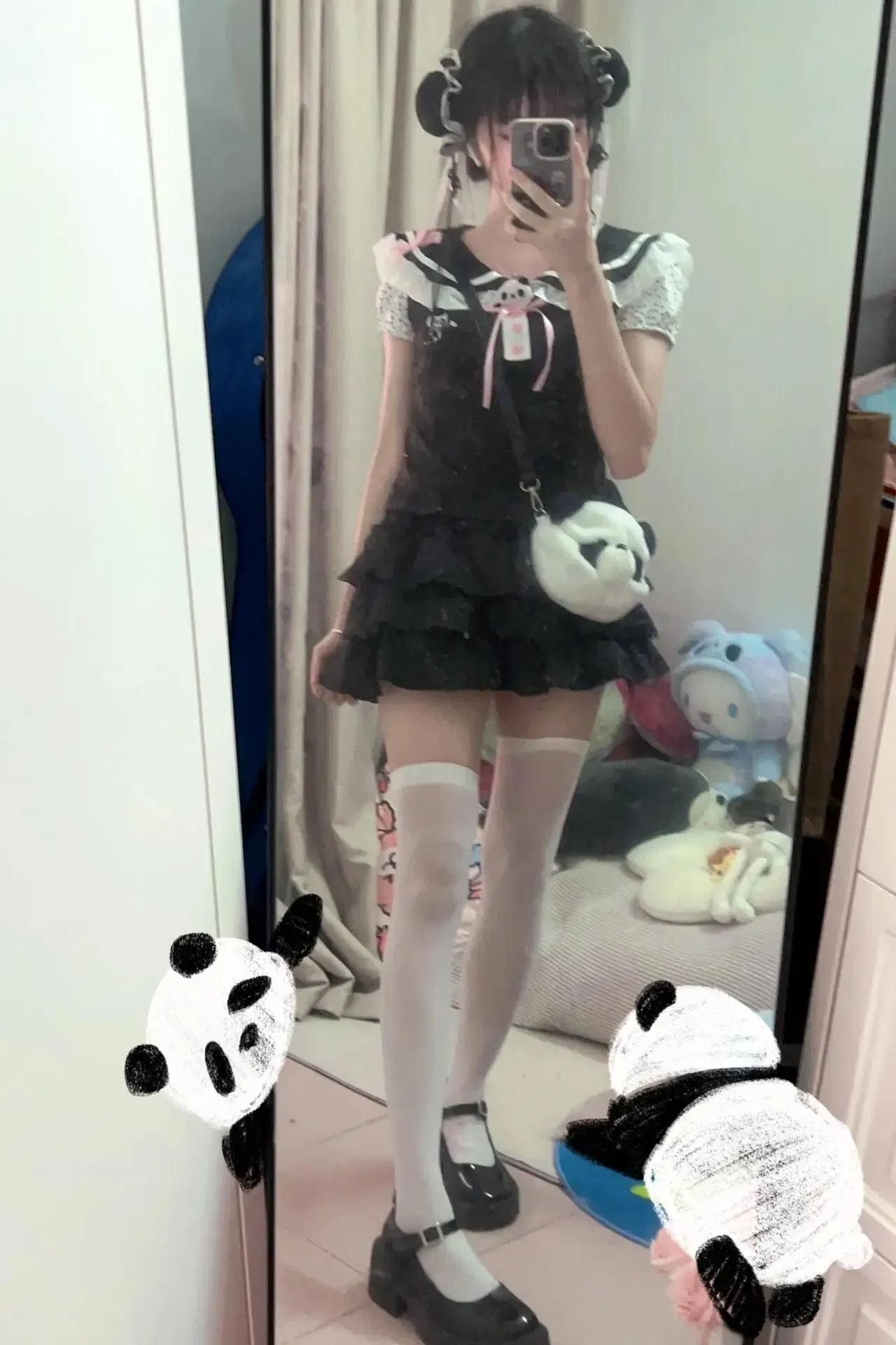 Color: black, Size: L, Ships From: CHINA - Women clothing arcane Y2k Lace T-shirt Kawaii Panda Embroidery Graphic T Shirts Harajuku Fashion Casual Sweetheart Tops Cute Tee