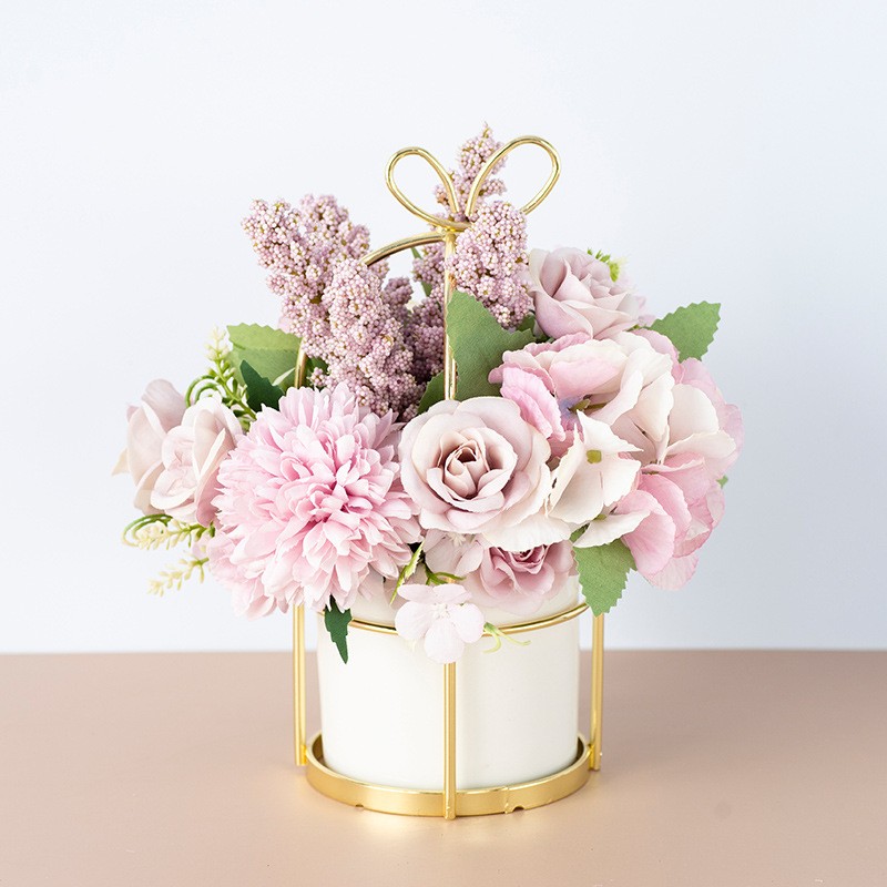 Artificial Flower in Pot Small Fresh, Simulation Fake Flowers Living Room Decoration Ornaments
