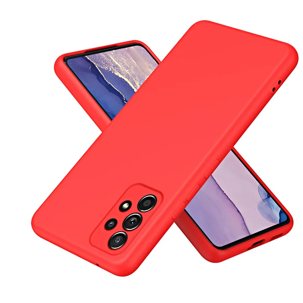 Color: Red, Material: Cotton - Solid Silicone Protect Case For Samsung Galaxy A13 A23 A33 A53 A73 A12 A22 A32 A52 A52S A72 A04 A04S A14 A24 4G A34 A54 Cover
