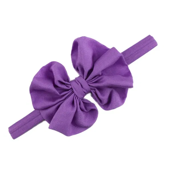 Color: PURPLE - Baby girls hair bow flower Headband  Kids Girls Bowknot Elastic Hair Band Headwear Newborn Head Band children hair Accessories