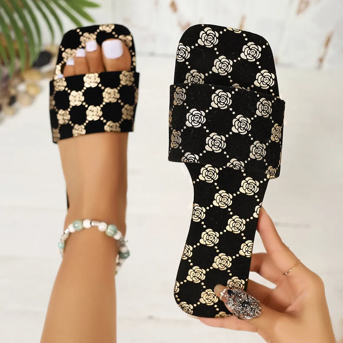 Color: Silver, Shoe Size: 37 - Women Slippers 2024 New Summer Sandals Slide Platform Casual Open-toe Fashion Slipper Casual Shoes Slides Women Zapatos De Mujer