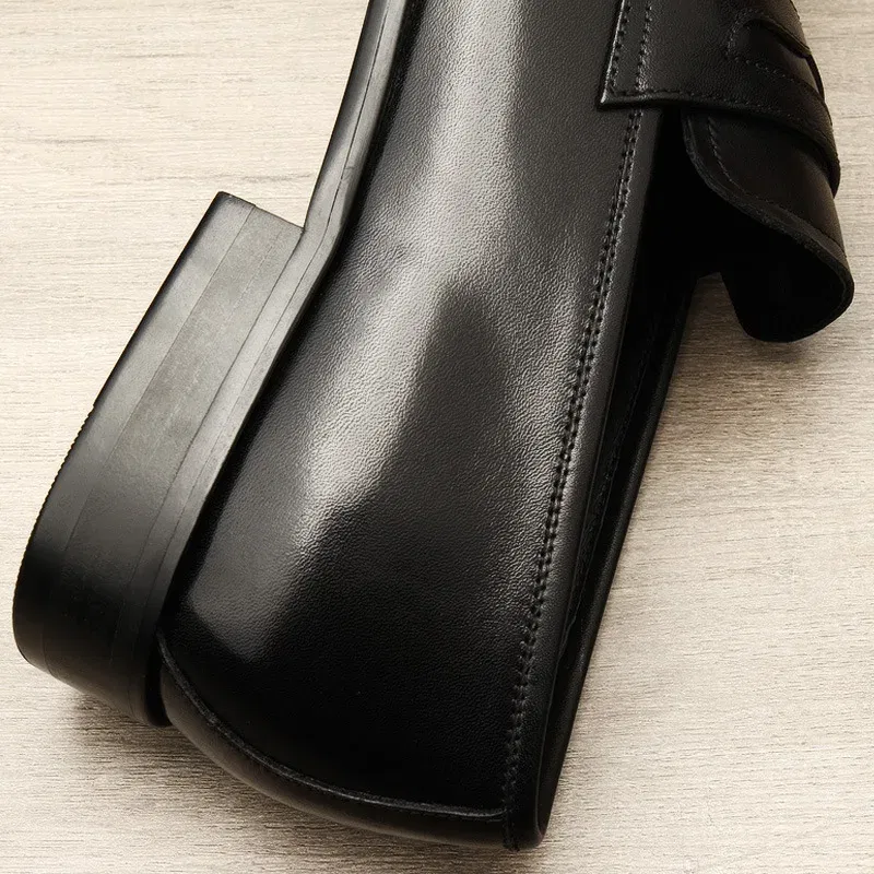 Color: Blue, Shoe Size: 11 - Large Size EUR37-46 Black / Brown Loafers Mens Business Dress Shoes Genuine Leather Prom Party Shoes