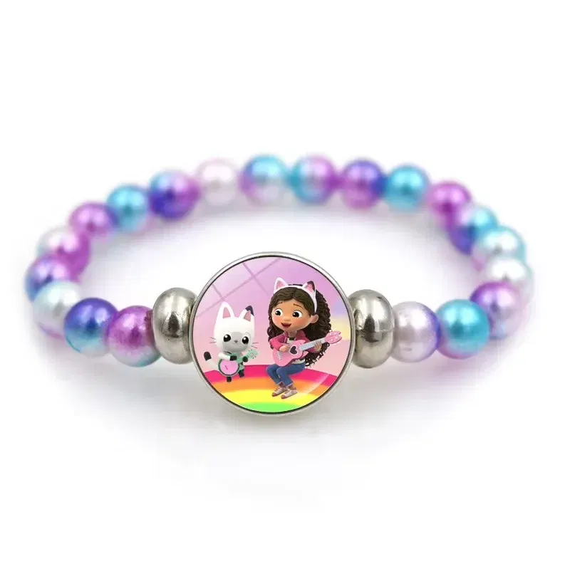 Color: MULTI, Size: 40cm - Gabby Dollhouse Bracelet Fashion Beaded Wristband Cartoon Anime Jewelry Accessories Kids Girls Boys Birthday Baby Shower Gift
