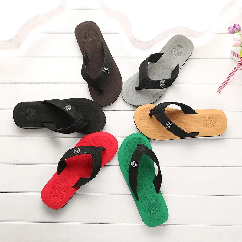 Color: Yellow, Shoe Size: 41 - 2024 New Shoes Men Summer Men Flip Flops High Quality Beach Sandals Anti-slip Zapatos Hombre Casual Shoes Man Slippers