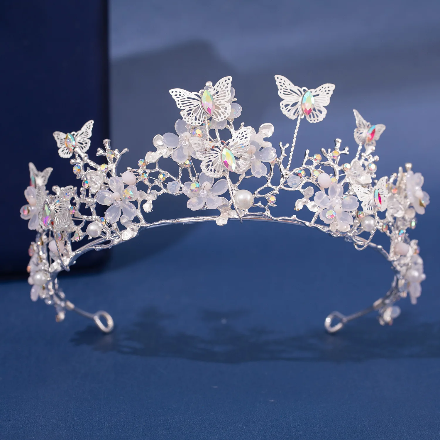 Metal color: Rhodium Plated - Baroque Silver Color Purple Crystal Butterfly Bridal Tiaras Crowns Headpiece Rhinestone Pageant Diadem Wedding Hair Accessories