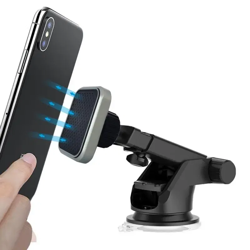 Ships From: United States, Color: WHITE - Magnetic Phone Holder For Car Windscreen, Suction Cup Base Robotic Arm Phone Bracket for Car Dashboard, 360 Degrees Rotation