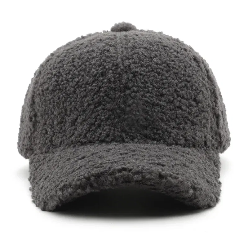 Color: Blue, Size: M - Autumn Winter Baseball Cap Women Artificial Lamb Wool Hats Keep Warm Cap Plush Baseball Caps Spring Baseball Cap Solid Sunshade