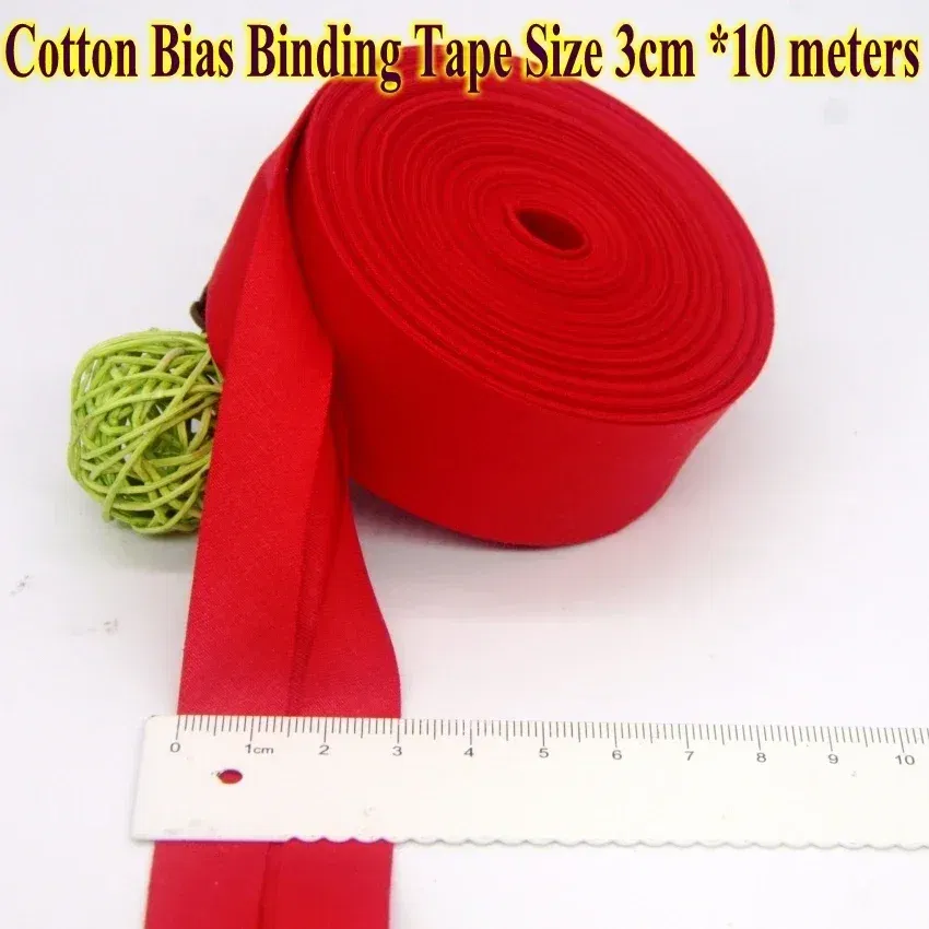 Color: Light green, Size: L - Cotton Bias Binding Tape Size 3cm *10meter  Solid Color DIY Handmade Sewing Material Bias Tape
