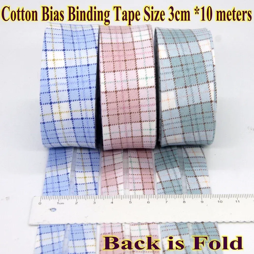 Color: Light green, Size: L - Cotton Bias Binding Tape Size 3cm *10meter  Solid Color DIY Handmade Sewing Material Bias Tape