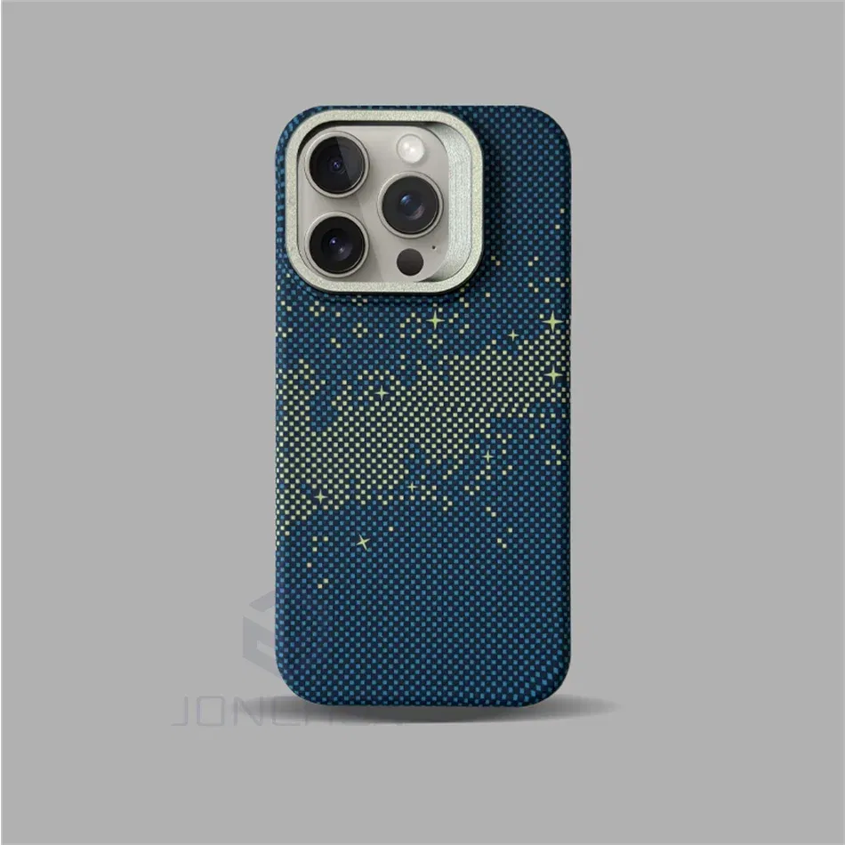 Color: Dark Grey, Material: PE - Luxury Magnetic Stand Metal Lens Relief Carbon Fibre Pattern For Magsafe Case For iPhone 15 14 13 Pro Max Shockproof  Back Cover