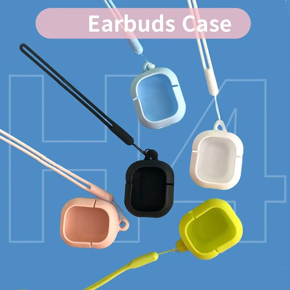 Color: Olive - For HQAi H4 Silicon Case and Lanyard Protective Plain Cover and Rope Anti-Lost Cover Waterproof Earbuds Protective Case