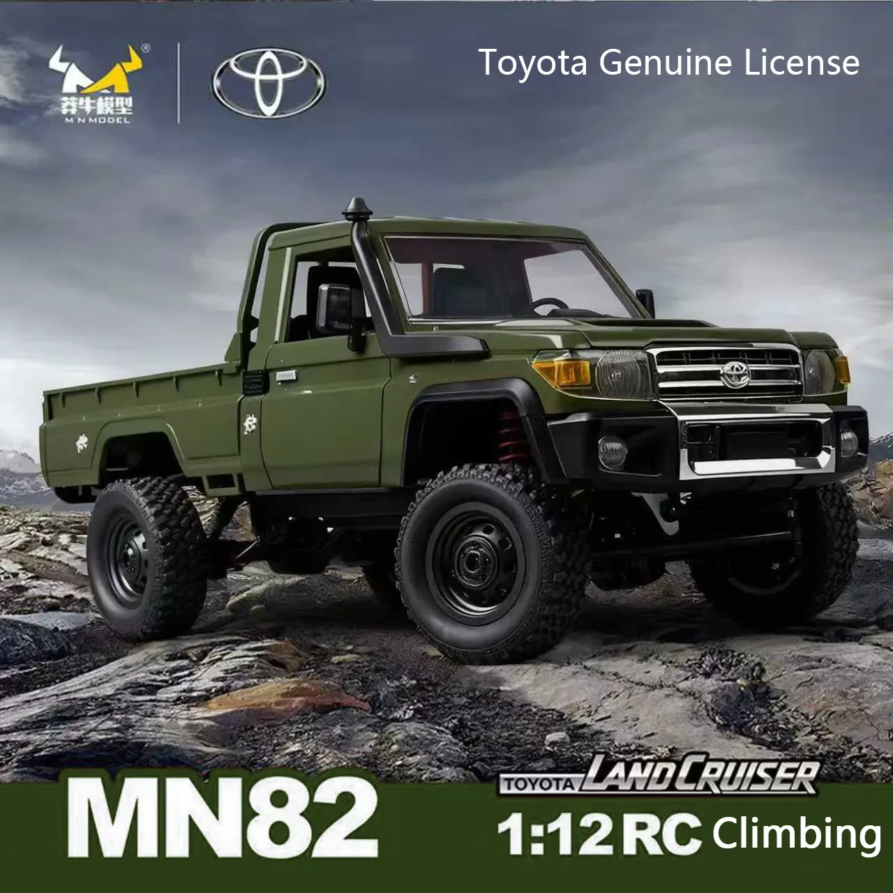 Color: camel - MN MODEL 1:12 4WD Retro RC Off-road Car All Terrain Vehicle Climbing Truck Rock Crawler Pickup Collection Model Toy for Adult