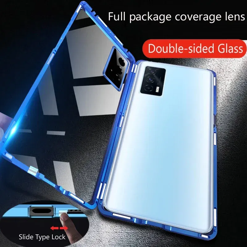 Color: black, Material: EVA - Double Sided Glass Magnetic Metal Snap Lock Phone Case For Honor Magic 4 5 Ultimate 6 Lite 7 Pro Lens Protection Cover Cases