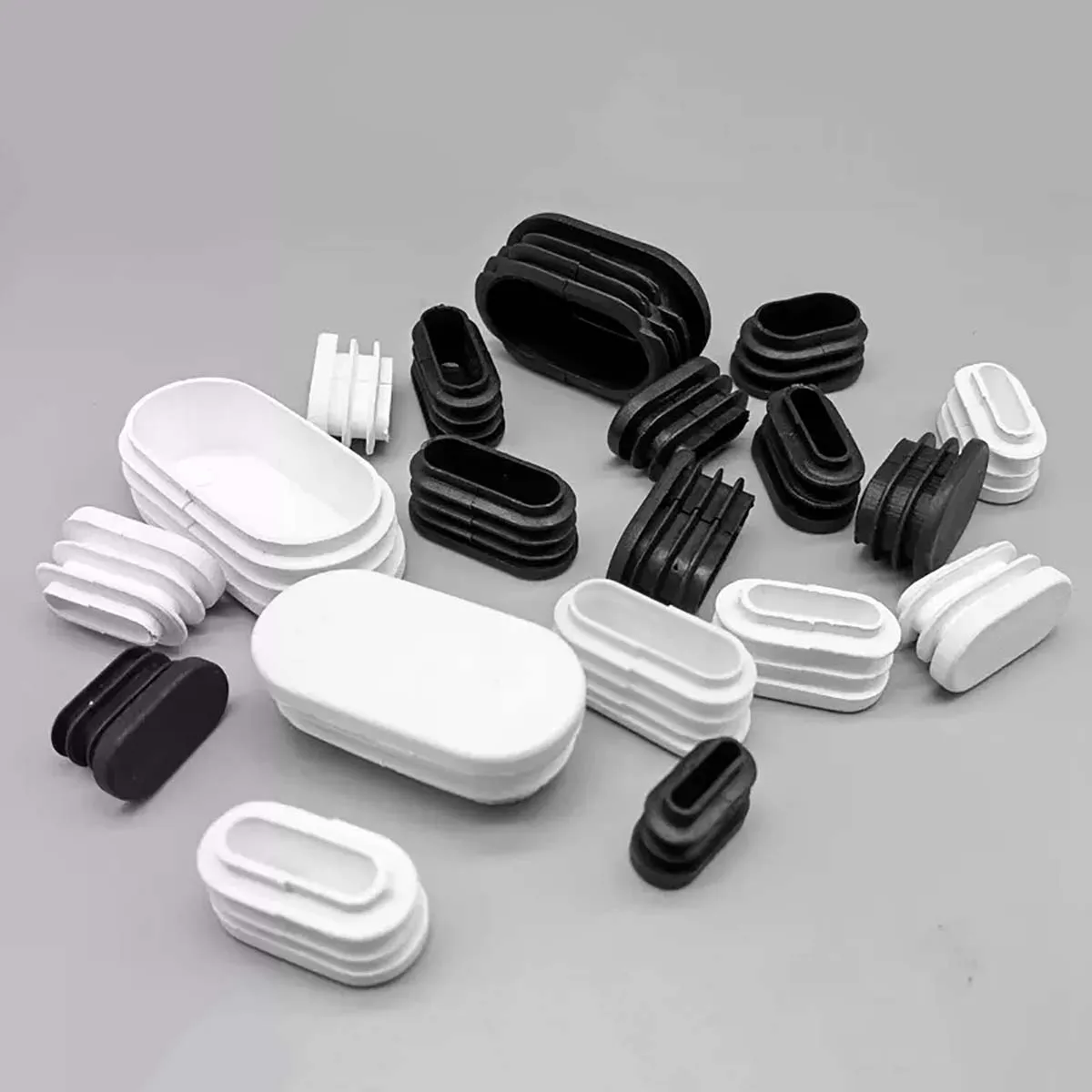 Color: Linen, Size: 20mm - Oval Plastic Tubes End Caps Bung Oblong Blanking Plug Pipe Inserts Table Feet Chair Dust Cover Furniture Accessories Black White