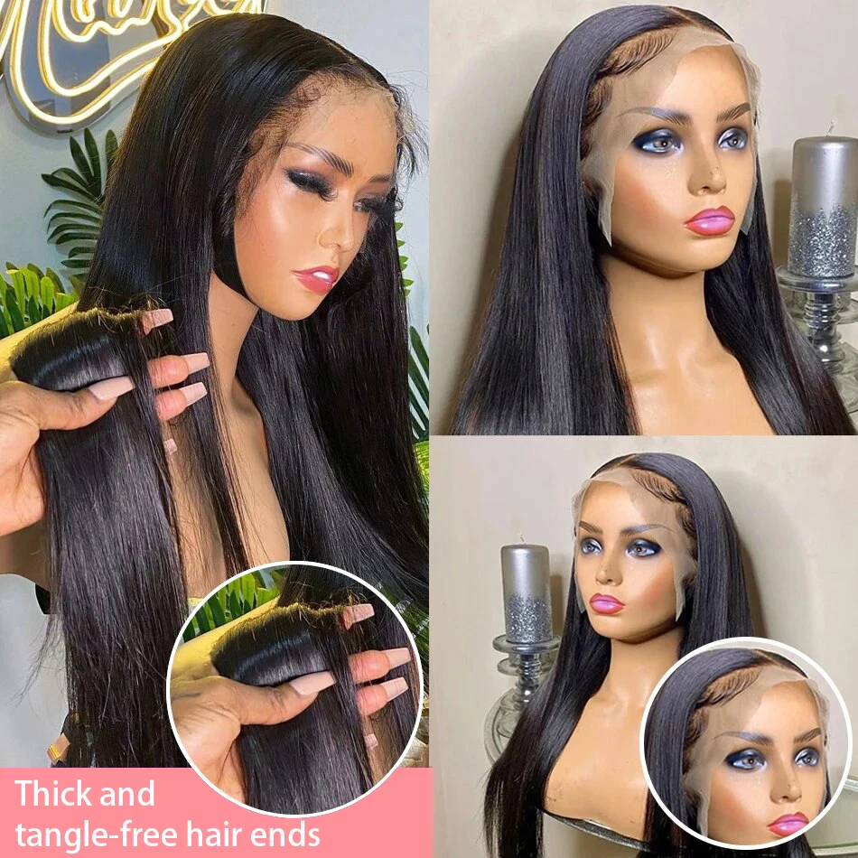 Color: Natural Color, Stretched Length: 30inches, Density: 250% - 30 32 Inch 13x4 13x6 Lace Front Human Hair Wigs Straight Transparent Lace Human Hair Wigs Pre Plucked For Black Women Bling Hair
