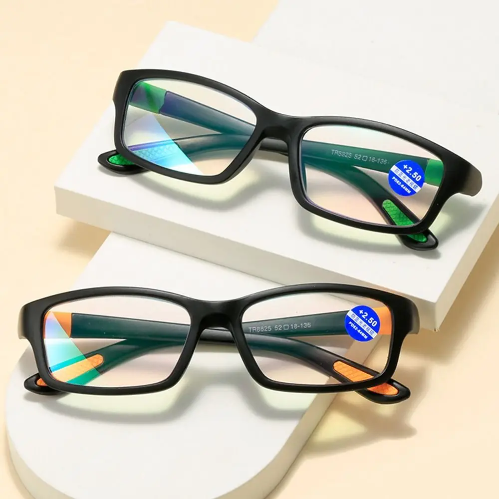 Frame Color: WHITE, Eye Prescription: +75 - Reading Glasses Men Fashion Sports Anti-blue Light Blocking Reading Eyewear Grey Red TR90 Frame Presbyopia Eyeglasses