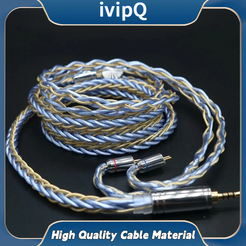 Color: Khaki - ivipQ 8-Core Earbud Wire 7N Litz OCC and 6N Gilt OCC Mixed Cable 2.5mm/3.5mm/4.4mm/MMCX/2PIN/0.78mm Earphone Upgrade Line