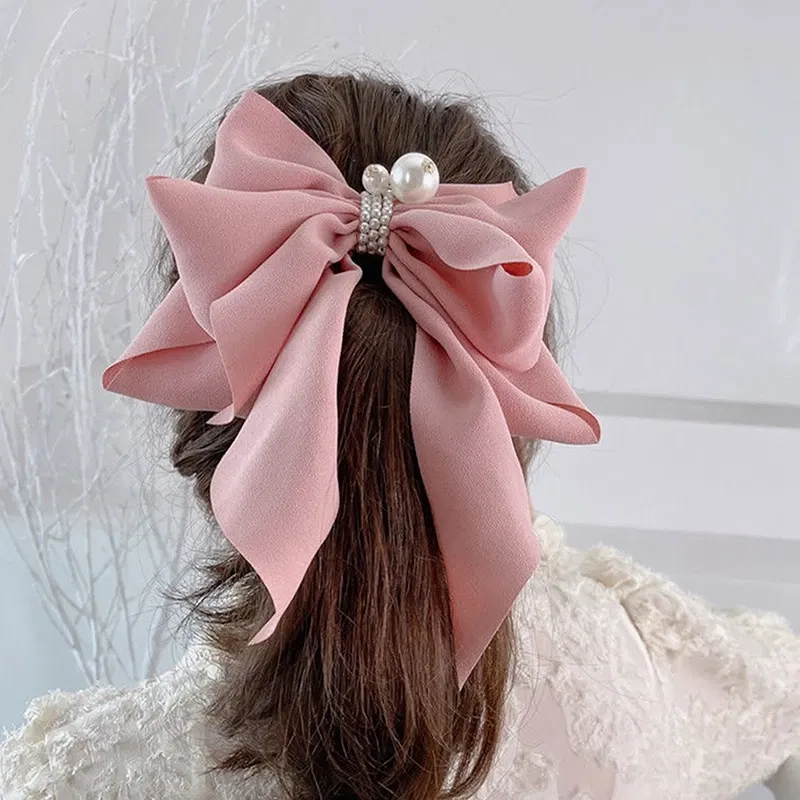 Color: green - Women Girls Wild Big Large Hair Band Trendy Hairpin Casual Hair Clip Cute Ribbon Bow Ladies accessories Big Bow Barrette