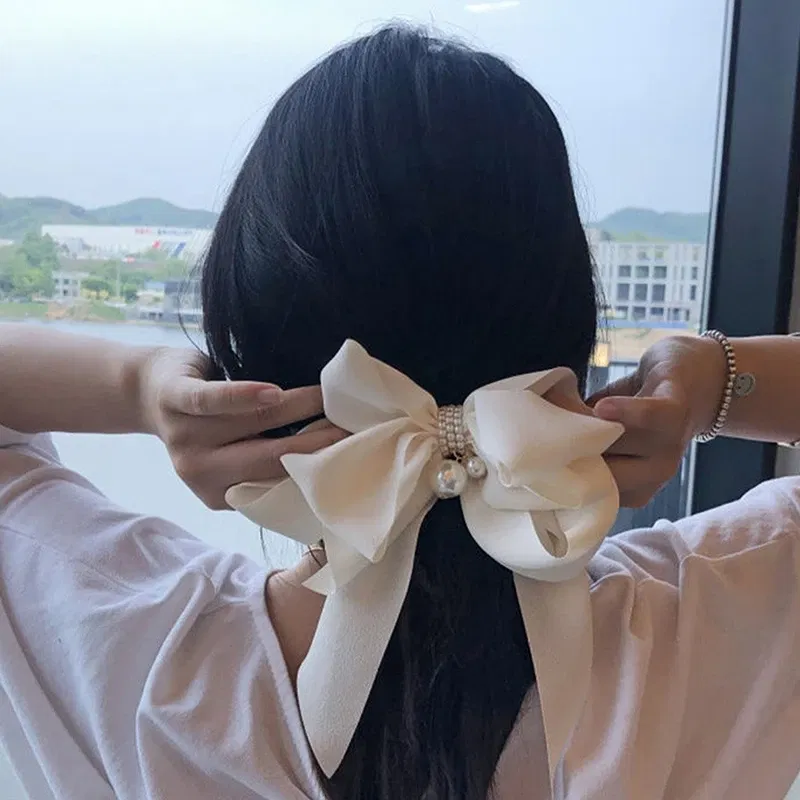 Color: green - Women Girls Wild Big Large Hair Band Trendy Hairpin Casual Hair Clip Cute Ribbon Bow Ladies accessories Big Bow Barrette
