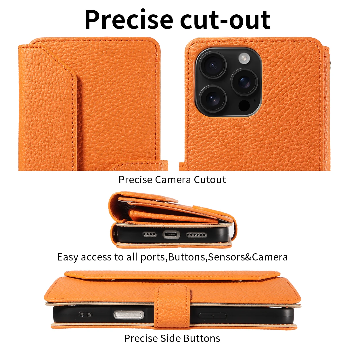 Color: Orange, Bundle: Case & Strap, Material: Artificial Leather, Compatibility by Model: Galaxy S24 Ultra - Crossbody Leather Phone Case for Samsung Galaxy S25Edge S25Ultra S24FE S24Ultra S23Ultra Multi-Card Slot Anti-Drop Wallet Case