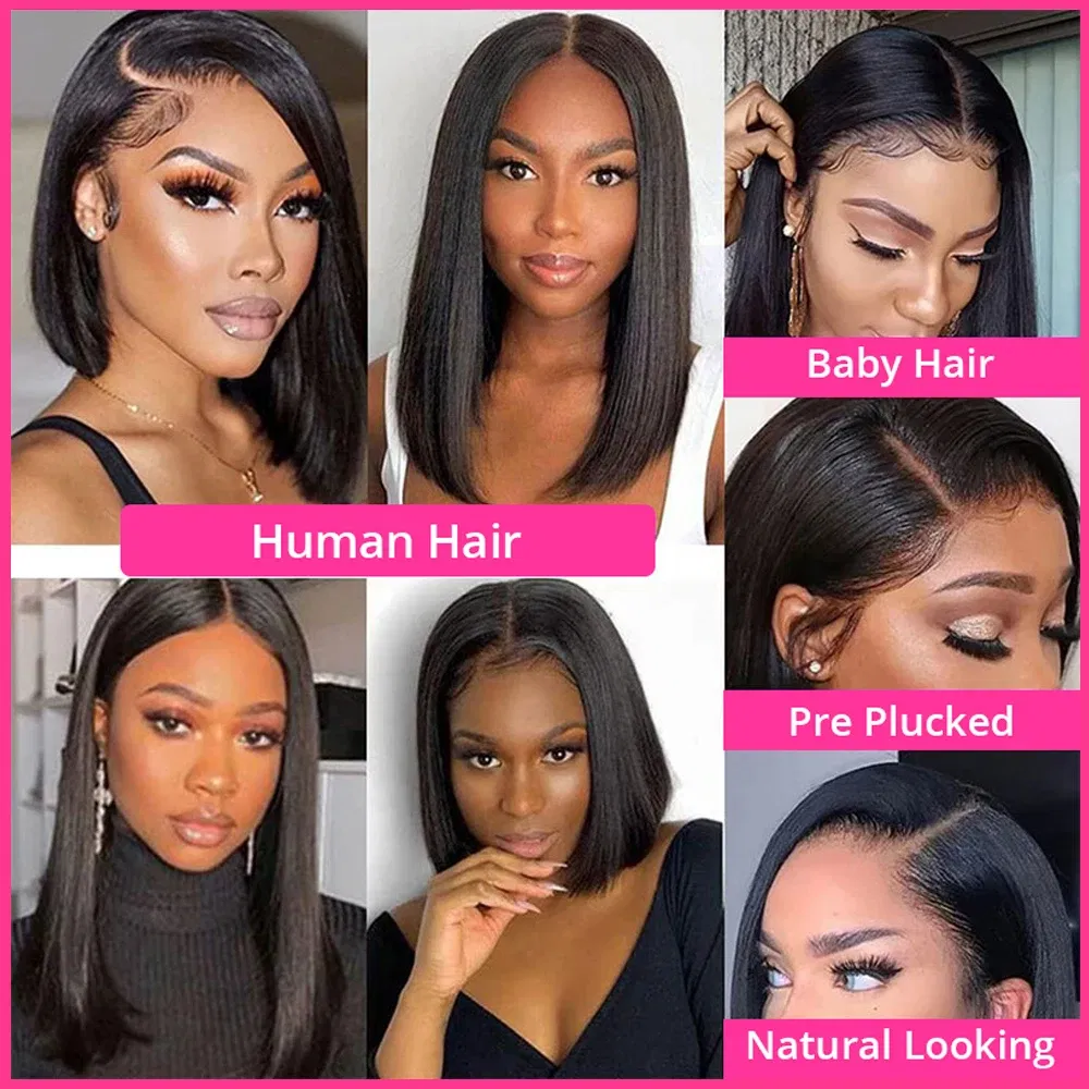 Hair Color: F2/33, Ships From: france, Stretched Length: 8inches - 180% Short Bob Wig Lace Front Human Hair Wigs For Women Human Hair Bone Straight Human Hair Wig Transparent Lace Frontal Wig