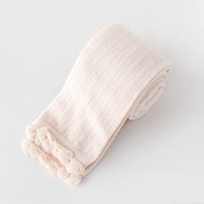 Color: Pink, Size: 62, Ships From: CHINA - Summer Spring Mesh Baby Girls Stretch Leggings Cotton Solid Ruffle Edge Toddler Kids Pants