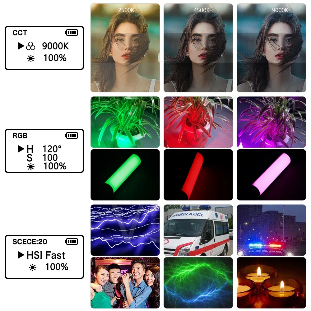 Color: WHITE, Ships From: CHINA - SH W200 RGB Photography Light 2500k-9000K 3000mah With Diffuser Effect Light Stick Outdoor Vlog Video Fill Lighting