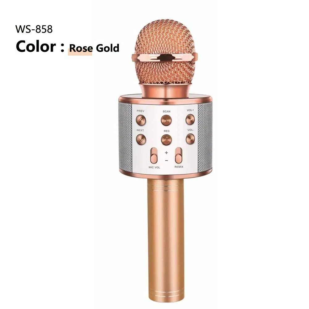 Color: GRAY, Ships From: CHINA - WS858 Wireless Microphone Blue-tooth Speaker Home Karaoke Microphones Speaker KTV Scenes Handheld Music Player Singing Recorder