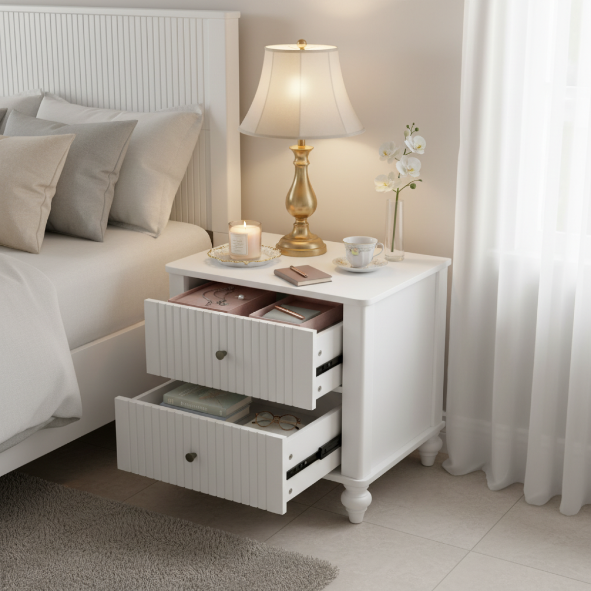 White Bedside Drawers NZ