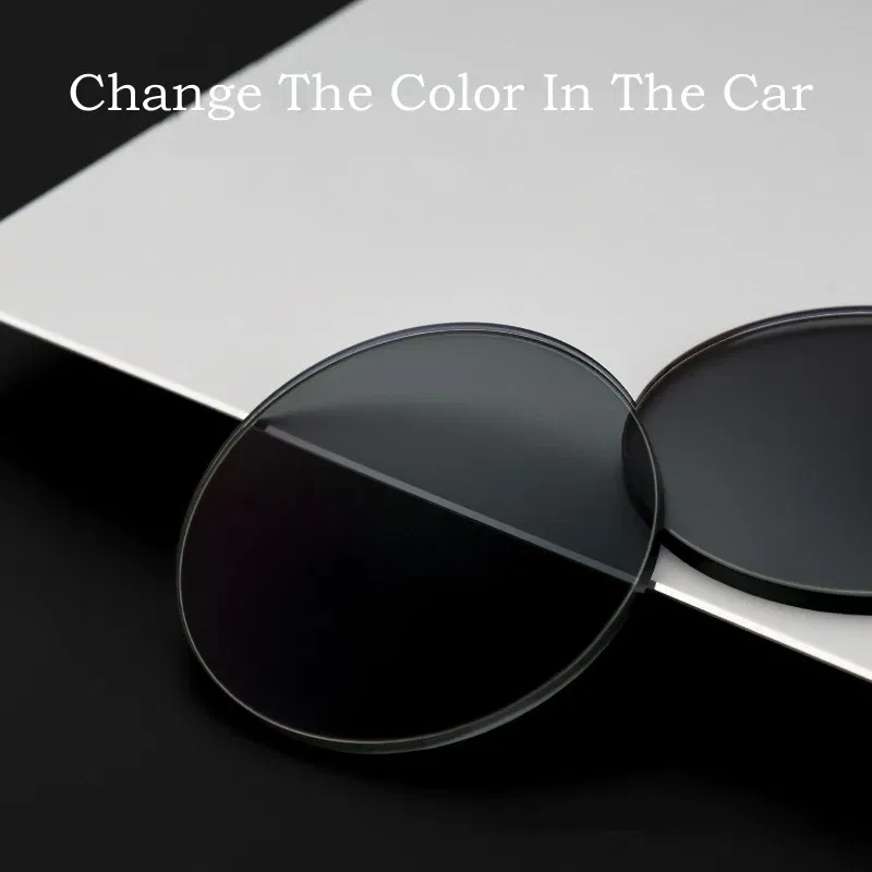 Lenses Color: black - MOMOJA 1.56/1.61 Chameleon Driving Lens Anti-blue Ray Anti-glare Photochromic Lens Anti-scratch Anti-reflection HMC lens 1 pair