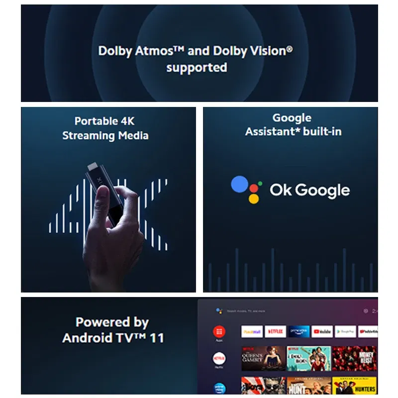 Color: Blue, Ships From: CHINA - [World Premiere] Global Version Xiaomi Mi TV Stick 4K Android 11 BT5.0 TV Dongle Portable Streaming Media Multi Language