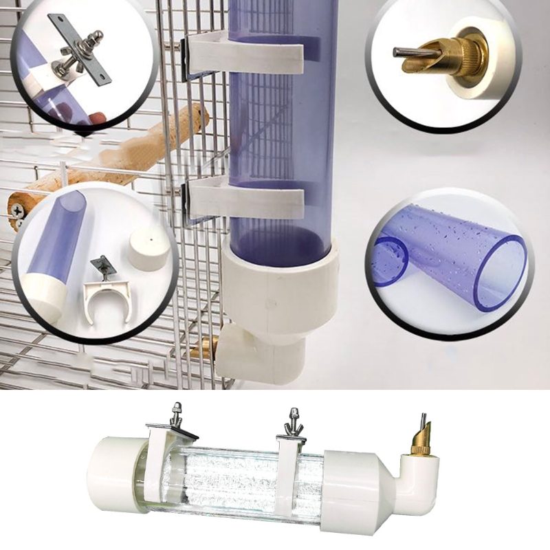 Color: WHITE, Size: S - Parakeet Bird Feeder Pet Cage Hanging Automatic Food Bowl Drinking Water Dispenser for Parrot Budgies Cockatiel