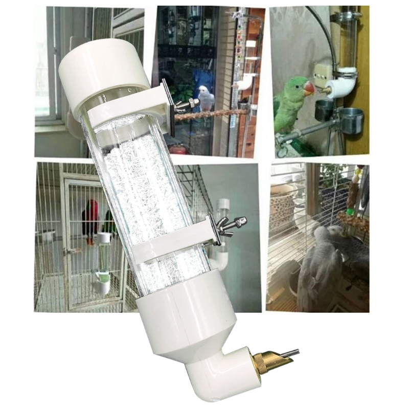 Color: WHITE, Size: S - Parakeet Bird Feeder Pet Cage Hanging Automatic Food Bowl Drinking Water Dispenser for Parrot Budgies Cockatiel