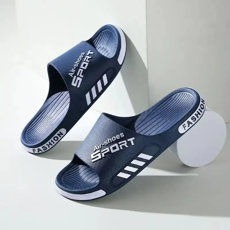 Color: Blue, Shoe Size: 3.5 - Fashion Men's Slippers PVC Soft Sole Non-slip Slides Casual Outdoor Beach Flip Flops Home Bathroom Couples Slippers New Sandal