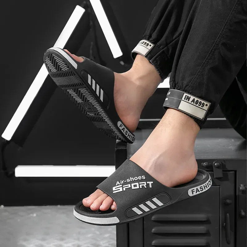 Color: Blue, Shoe Size: 3.5 - Fashion Men's Slippers PVC Soft Sole Non-slip Slides Casual Outdoor Beach Flip Flops Home Bathroom Couples Slippers New Sandal
