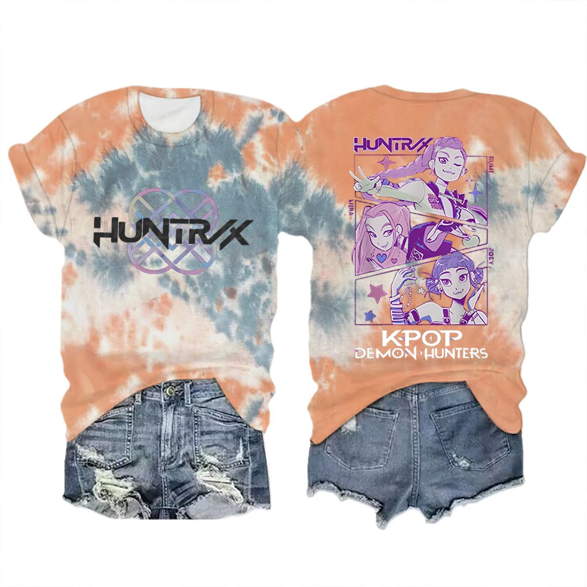 Color: Silver, Size: XXXL - Movie Characters T-shirt Tops Tie-dye Men's Women's Clothing Round Neck Short Sleeve T-shirt Street Style T-shirts