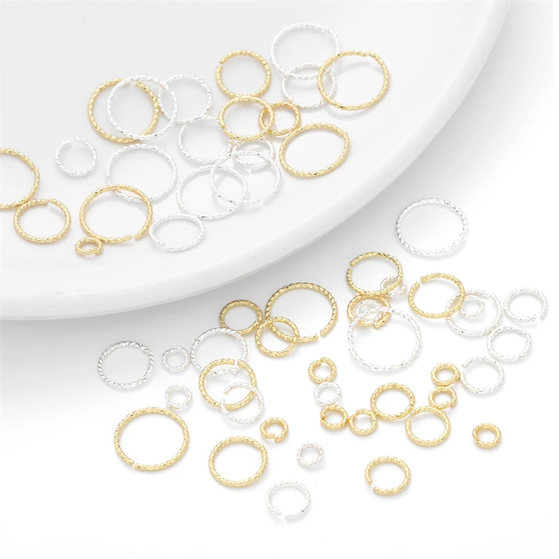 Color: Brown - 20Pcs 4/6/8/10mm Silver/14K Gold Plated Brass Jump Rings Open Loops for Earring Bracelet Necklace DIY Jewelry Making Findings