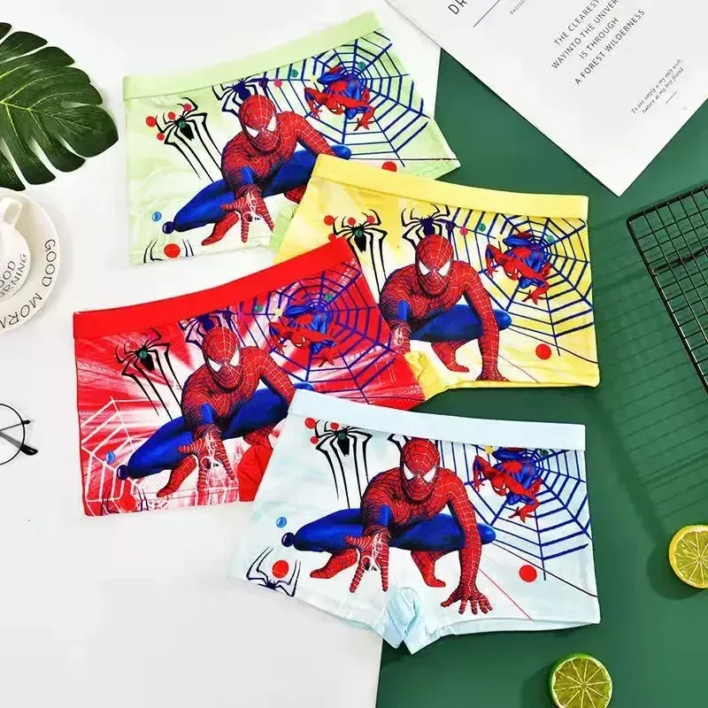 Color: Blue, Kid Size: 7 - 4pcs Disney Spiderman Children's Panties Cartoon Cotton Avenger Boys Boxers Frozen Girls Underwear Child Underpants