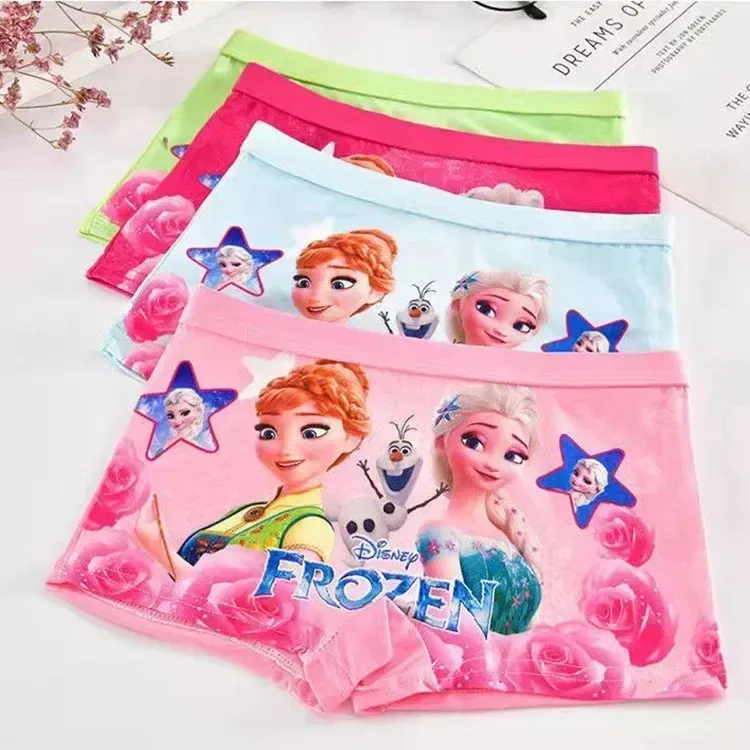 Color: Blue, Kid Size: 7 - 4pcs Disney Spiderman Children's Panties Cartoon Cotton Avenger Boys Boxers Frozen Girls Underwear Child Underpants