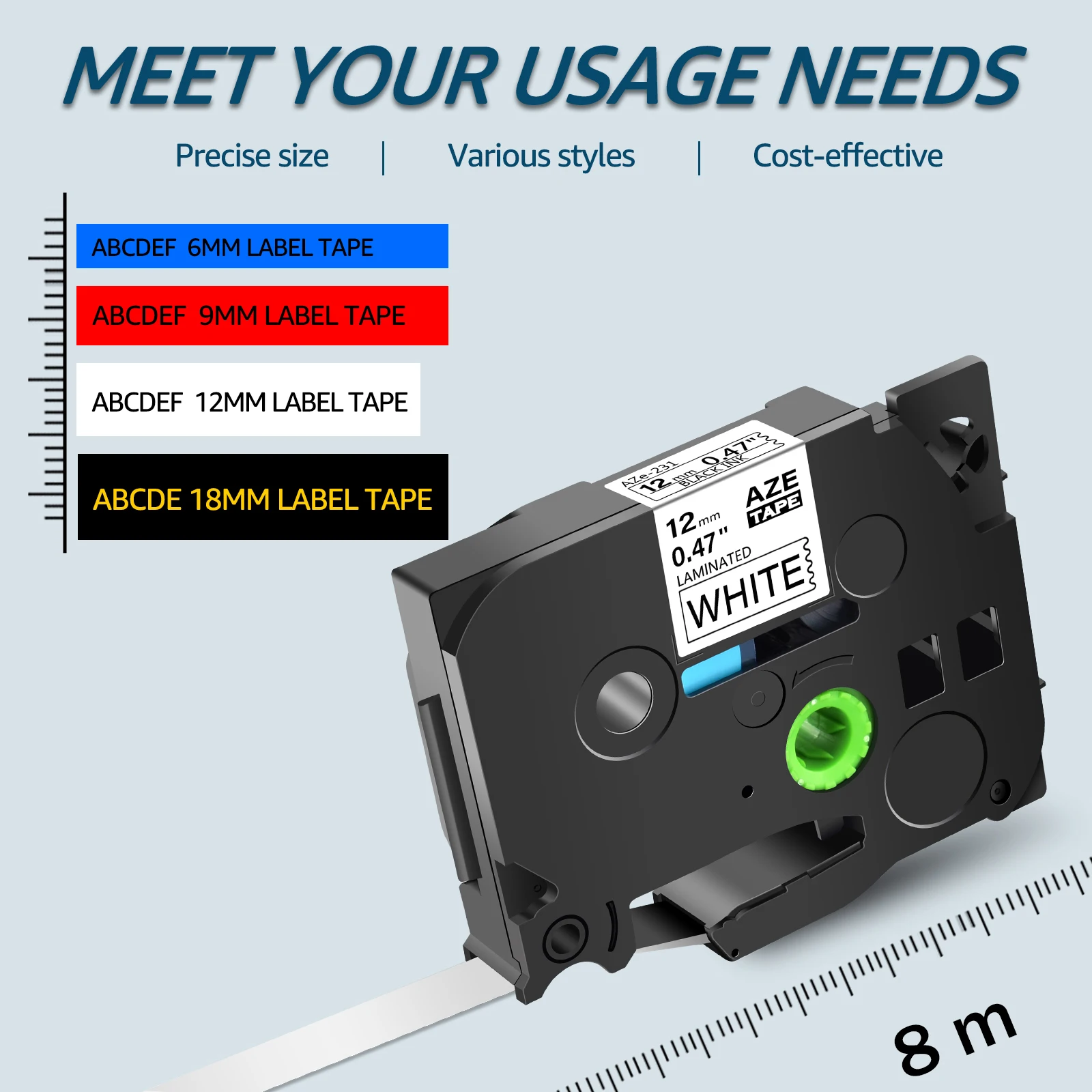 Color: light yellow, Width: 6mm - Greencycle 10PK TZe 231 Label cassettes Compatible for Brother Ptouch Printer Black on white Label tape 6mm 9mm 12mm 18mm 24mm