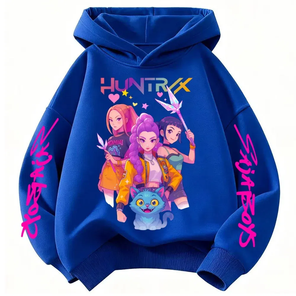 Color: Beige, Kid Size: 2T - Movie KPop Demon Hunters Rumi Mira Zoey Graphic Hoodie Men's Women Korean Fashion Trend Streetwear Unisex Casual Fleece Pullover