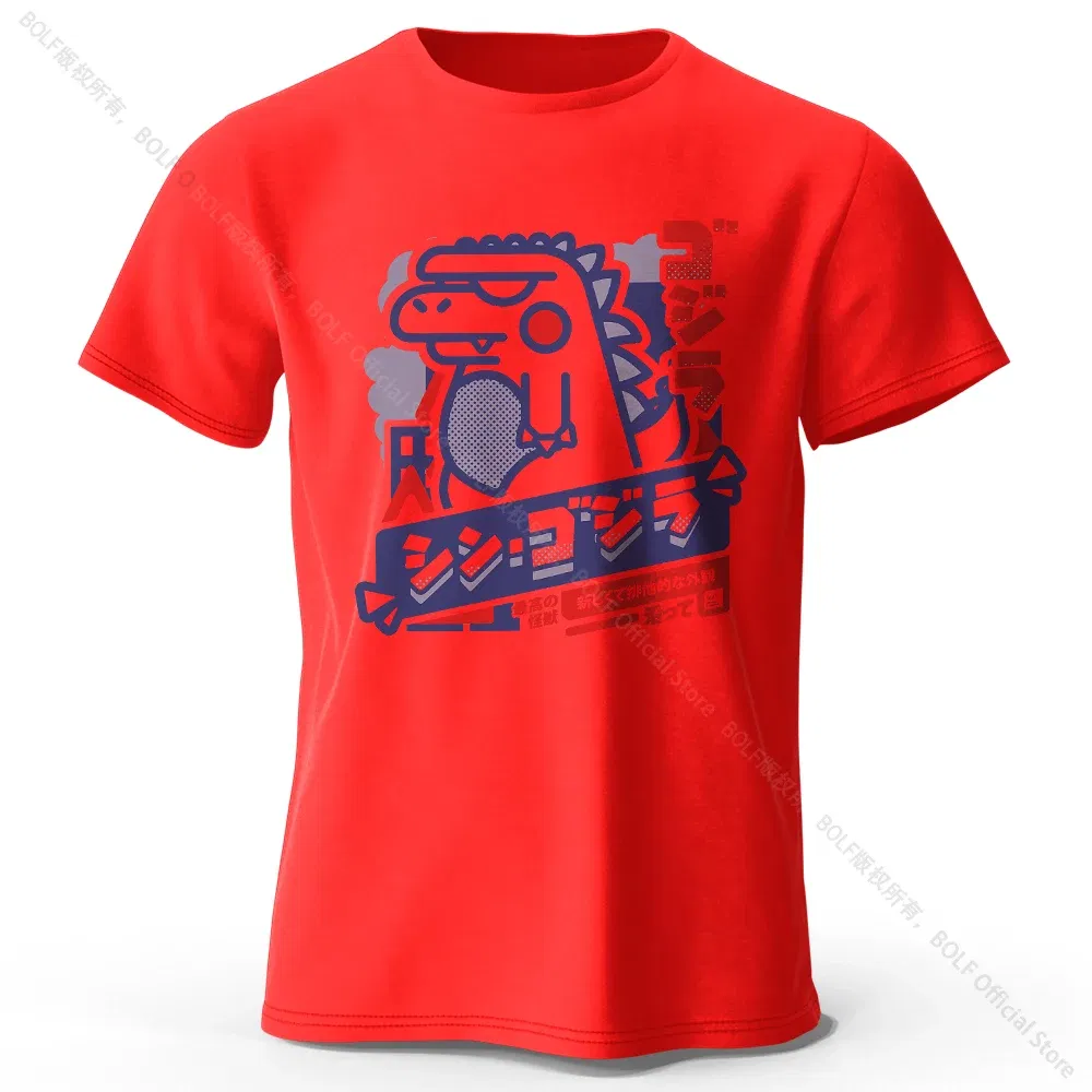 Color: Red, Size: XL - Harajuku Kawaii Animal Printed 100% Cotton T-Shirt, Lightweight Round Neck Short Sleeve Tee, Unisex Casual Wear