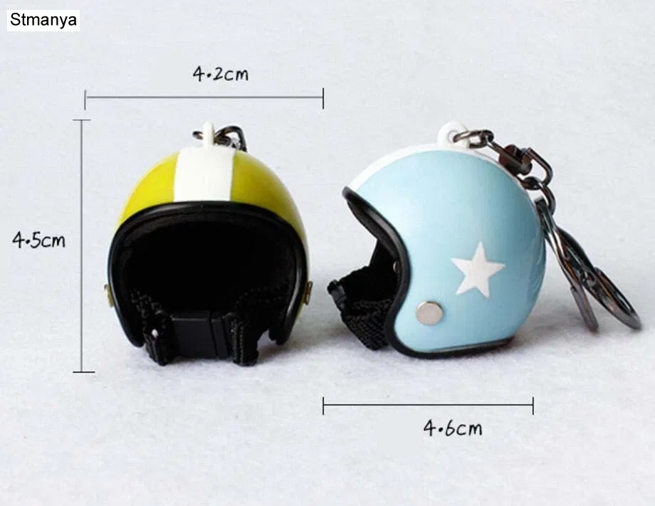 Color: Yellow - New Motorcycle Helmets Key chain Women men Cute Safety Helmet Car Keychain Bags Hot Key Ring gift Jewelry wholesale 17022