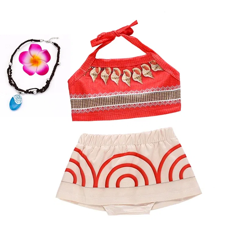 Color: Khaki, Kid Size: 11 - Little Girls Dress up Moana Baby Kids Two Pieces Set Top +Pants Infant Vaiana Role Play Festival Princess Costume Casual Clothes